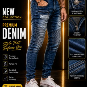 Biker Style Jeans Deep blue