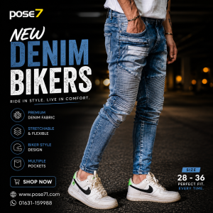Biker Style Jeans Deep blue