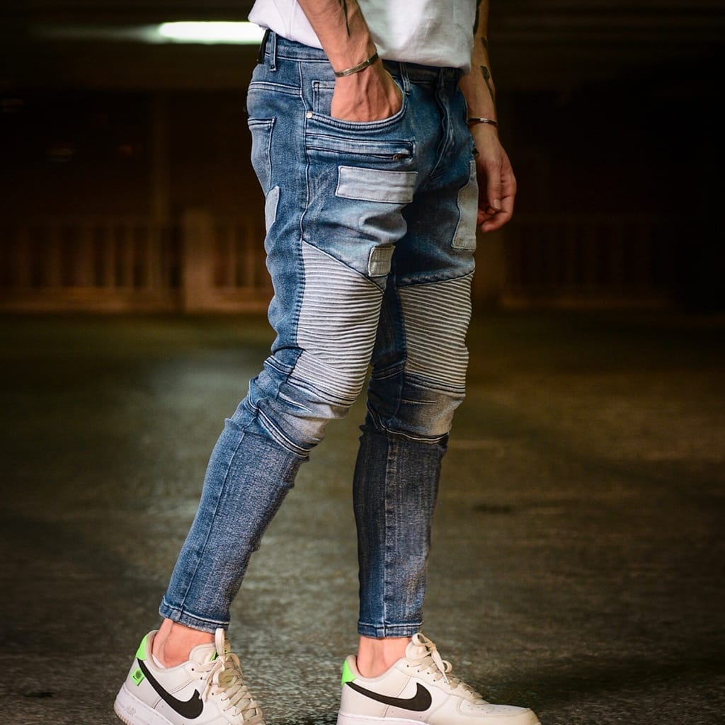 Biker Style Jeans Deep blue - Image 3