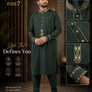 Pakistani-Style Kabli Set ( Olive Green 01)