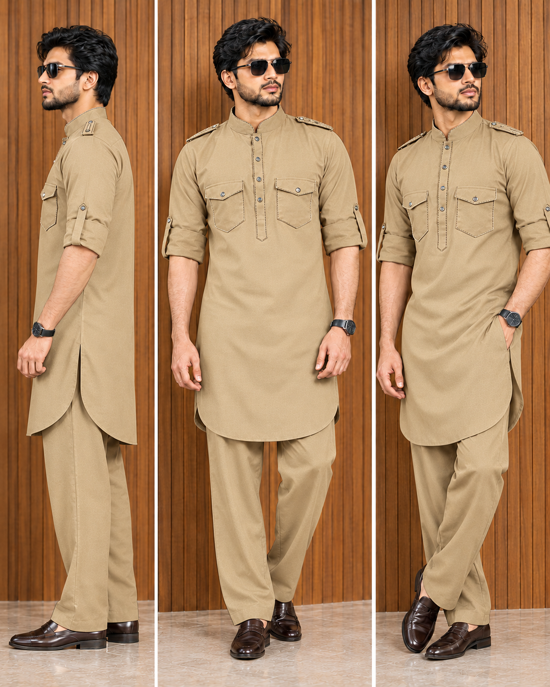 Trending kurta pajama ( Khaki 11) - Image 2